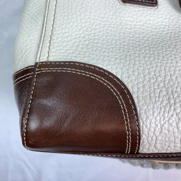 Coach Leather Turnlock Satchel Brown Cream - F13961 🤍 Janice - Picture 10 of 17